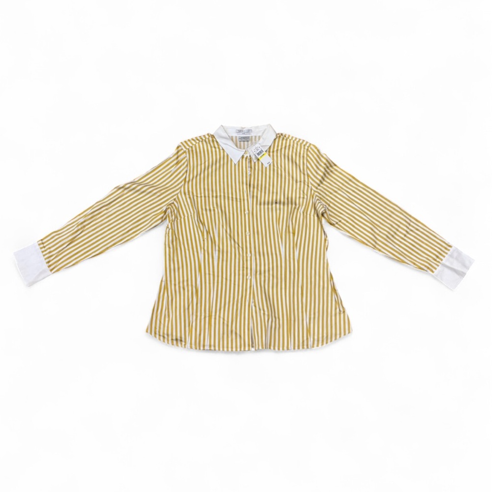 Van Heusen Yellow and White Striped Women's Button Down Shirt